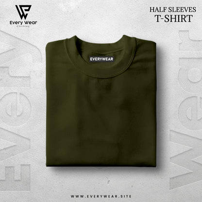 MEN'S Premium Basic Olive Green Half Sleeve T shirt