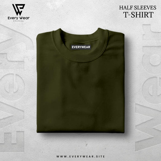 MEN'S Premium Basic Olive Green Half Sleeve T shirt