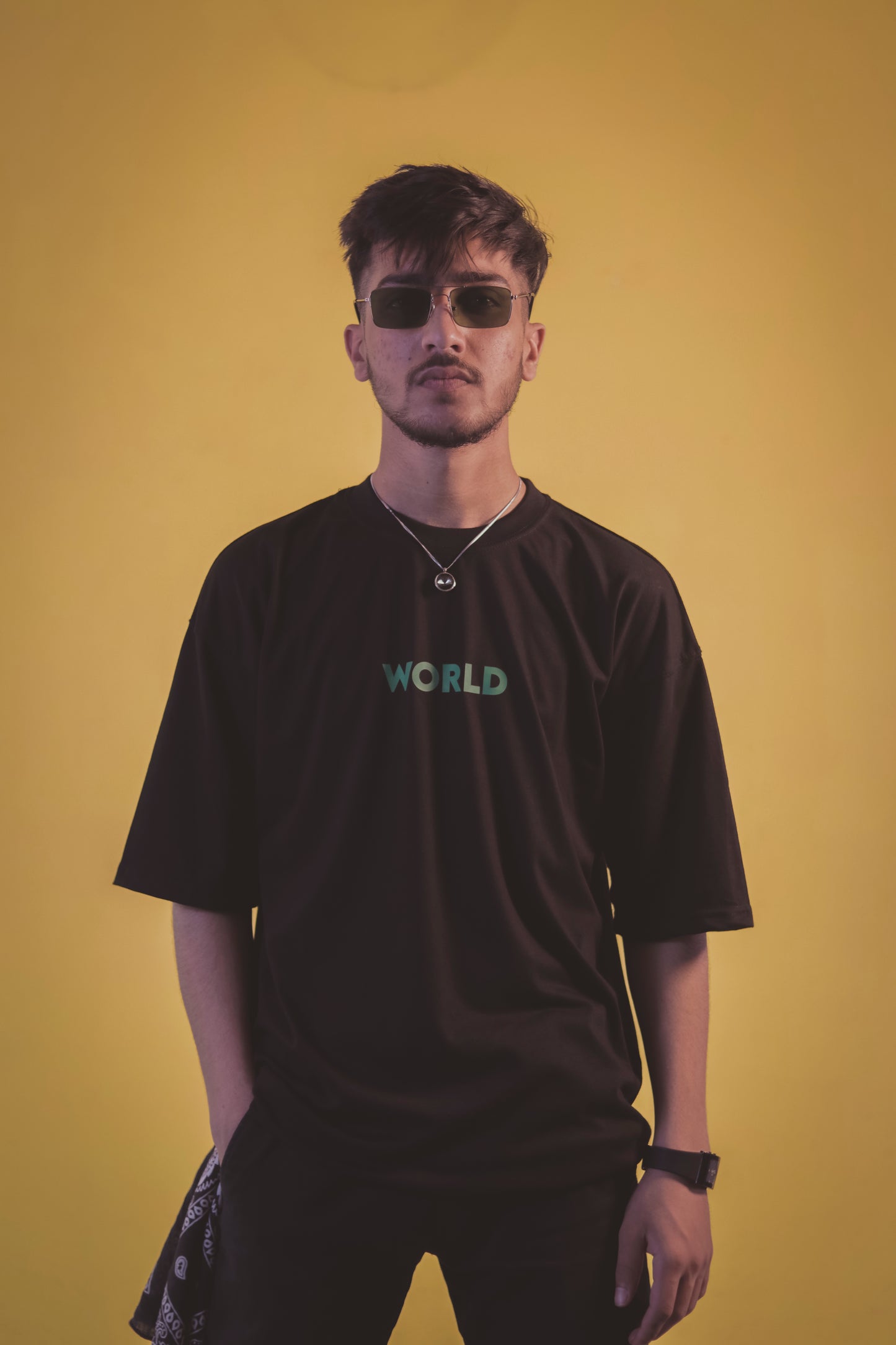 World Unisex Black Over Size T Shirt