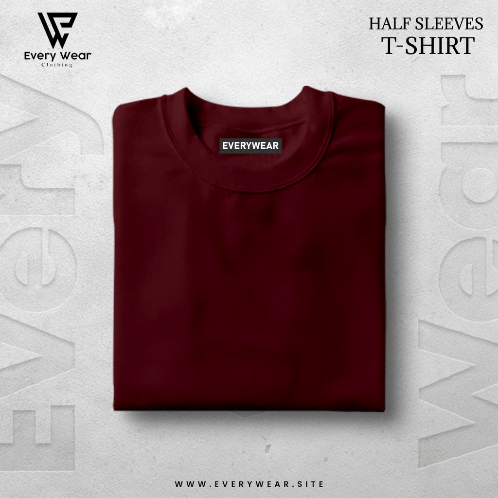 Men's Essential Premium Maroon Half Sleeve Tee