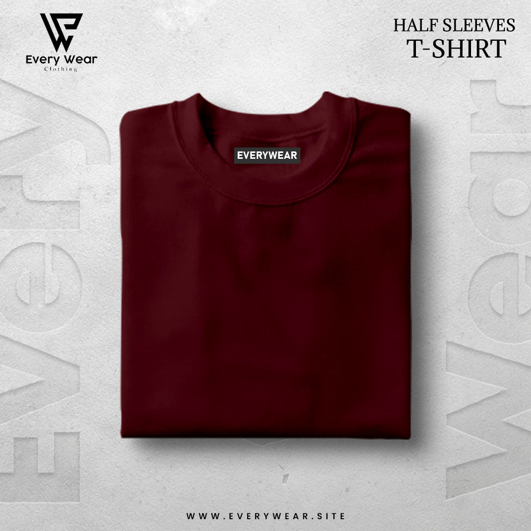 Men's Essential Premium Maroon Half Sleeve Tee