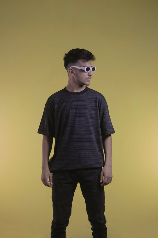 Textured Black OverSize T Shirt