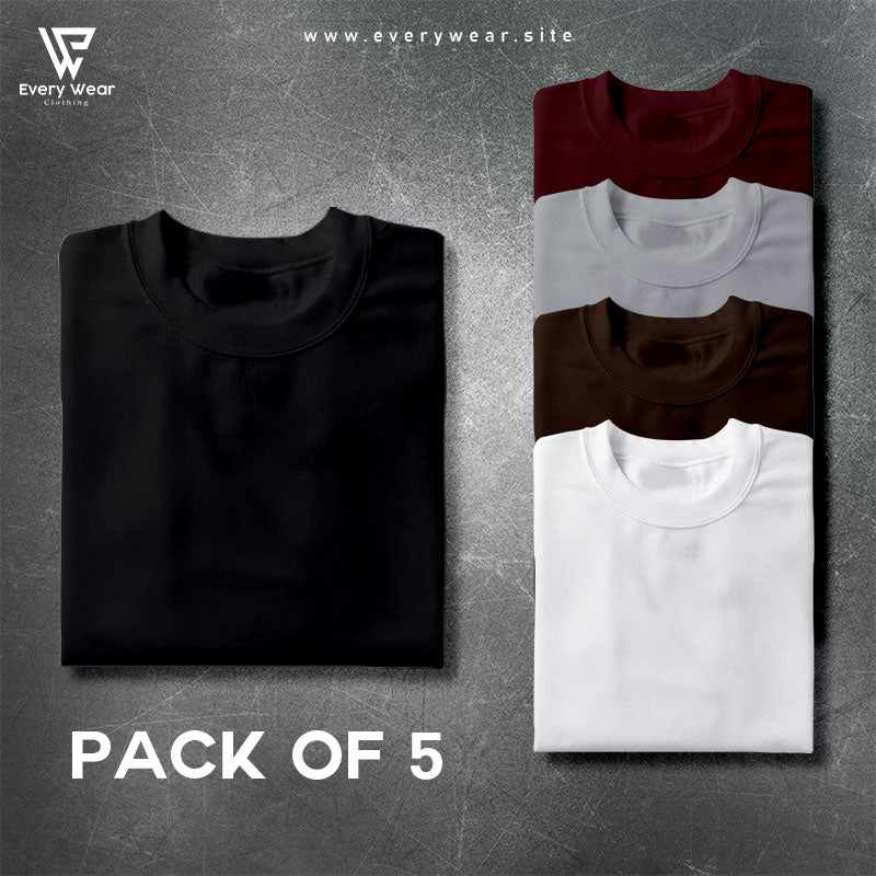 Men's Premium Basic T-Shirt Pack of 5 | Select Any 5 Colors