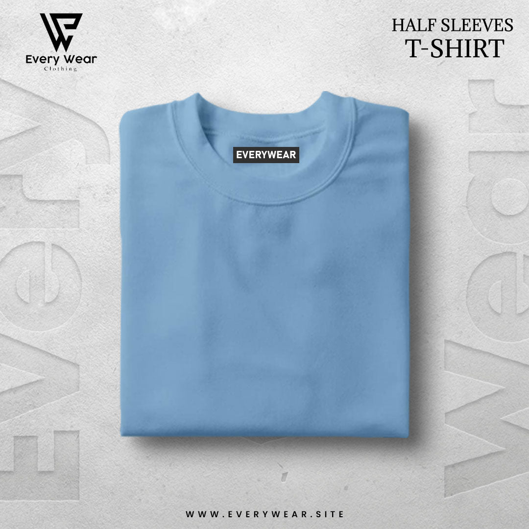 Men's Essential Premium Ice-Blue Half sleeves Tee