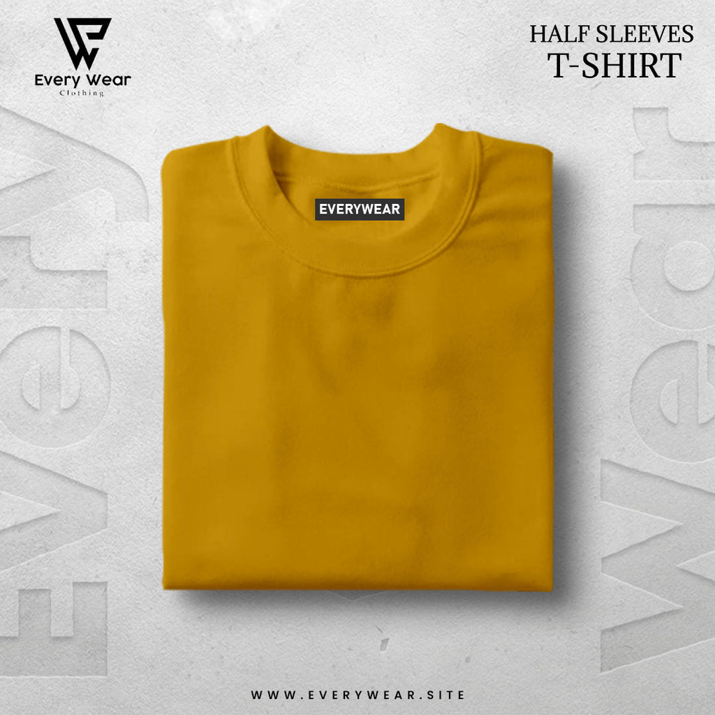 Men's Essential Premium Mustard  Half Sleeve Tee