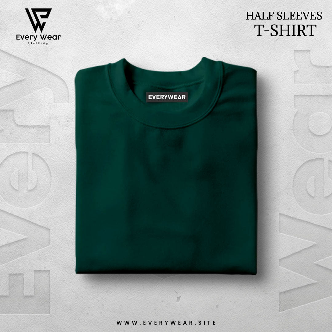 MEN'S Premium Basic Bottle Green Half Sleeve T shirt
